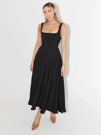 Philippa - Smart Women's Summer Dress with Square Neckline and Fitted Bodice