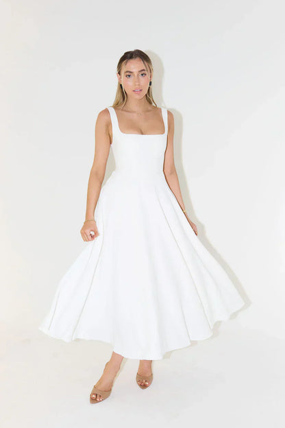 Philippa - Smart Women's Summer Dress with Square Neckline and Fitted Bodice
