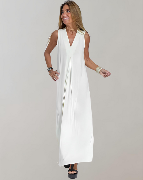 Phoebe - Elegant Women's Maxi Dress with V-Neckline and Sleeveless Design