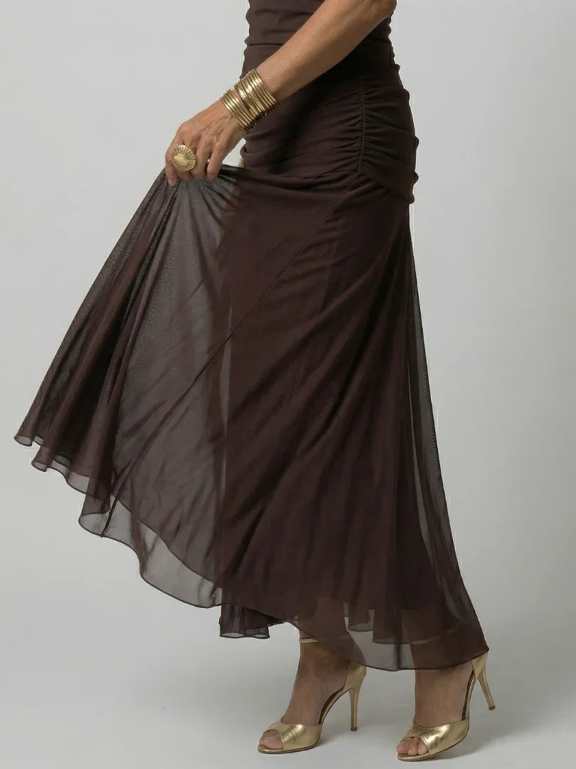 Poppy - Elegant Women's Summer Maxi Dress with V-Neck and Ruched Detail