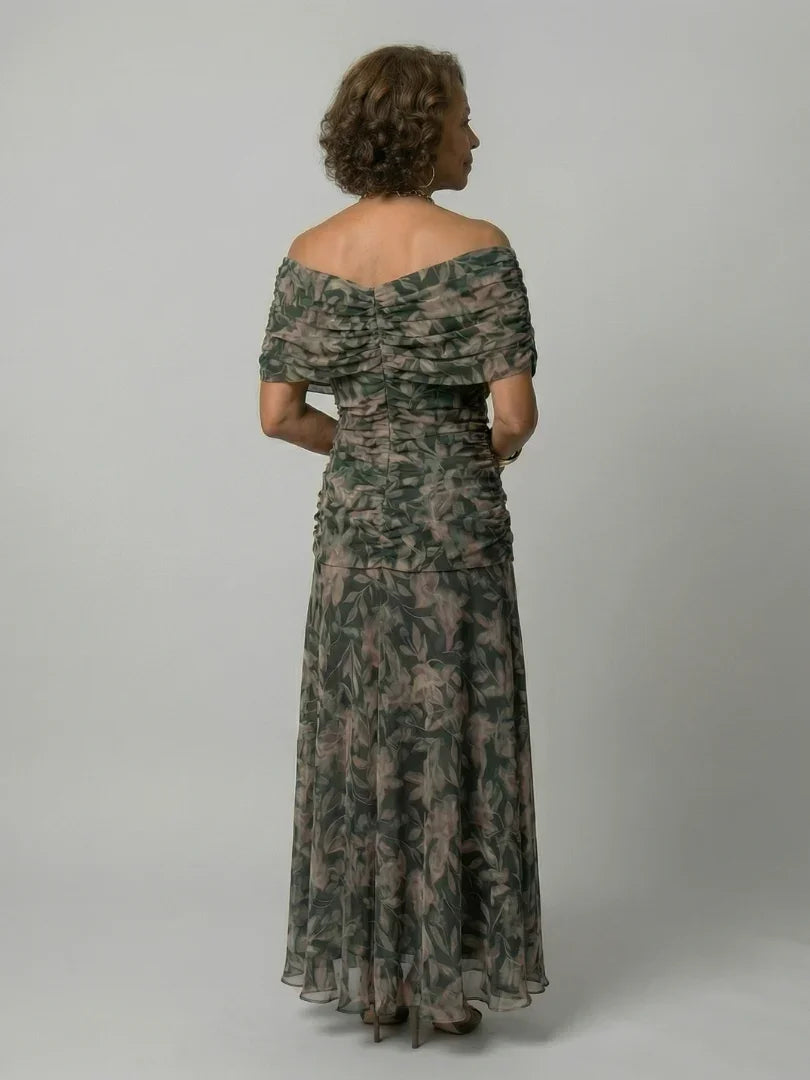 Poppy - Elegant Women's Summer Maxi Dress with V-Neck and Ruched Detail