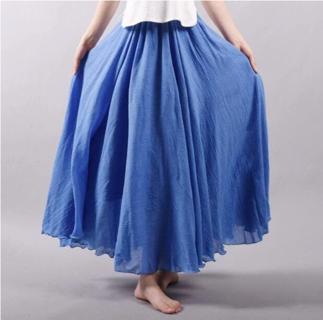 Rosie - Flowy Women's Linen Skirt with Elasticated Waist and Ruffled Hem