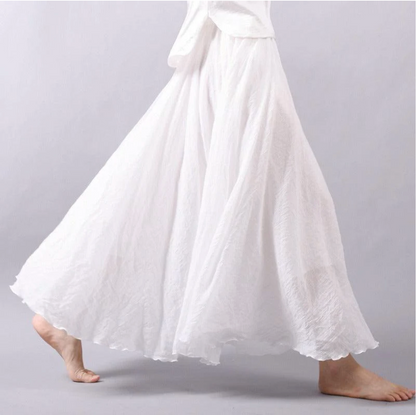 Rosie - Flowy Women's Linen Skirt with Elasticated Waist and Ruffled Hem