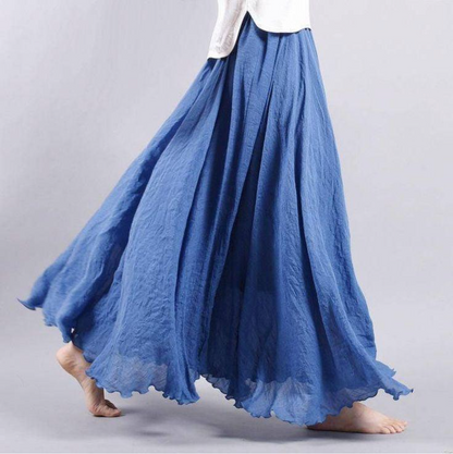 Rosie - Flowy Women's Linen Skirt with Elasticated Waist and Ruffled Hem