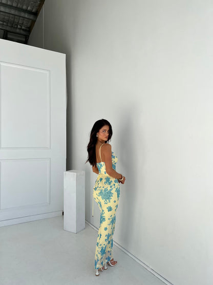 Sienna - Flowy Women's Wedding Guest Maxi Dress with Cowl Neck and Floral Print