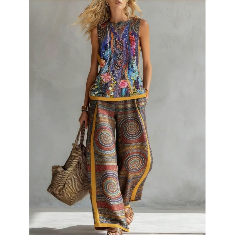 Sophie - Boho Women's Linen Co-ord Set with Wide Leg Trousers