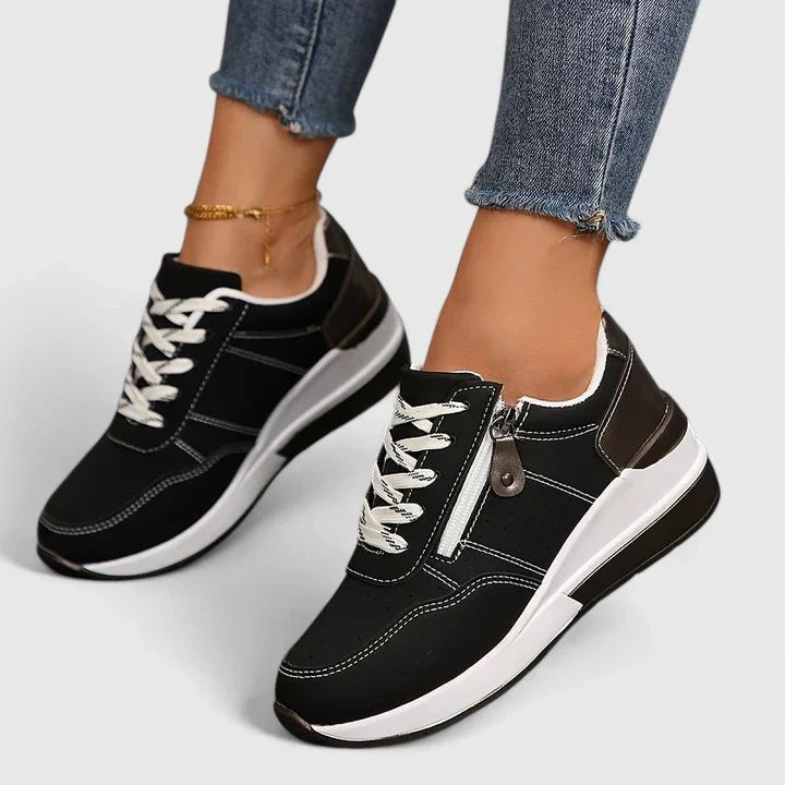 Sophie - Casual Women's Orthopedic Trainers with Side Zip and Two-Tone Design