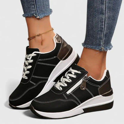 Sophie - Casual Women's Orthopedic Trainers with Side Zip and Two-Tone Design