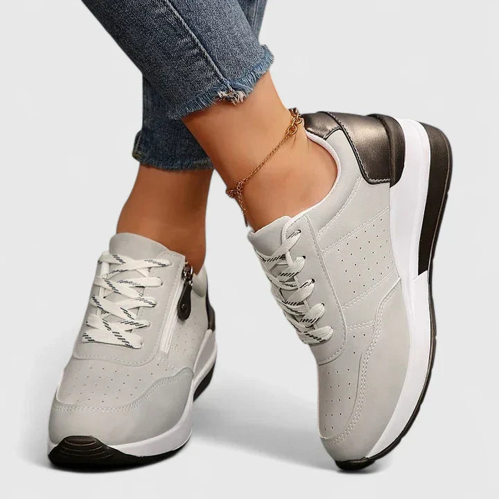 Sophie - Casual Women's Orthopedic Trainers with Side Zip and Two-Tone Design