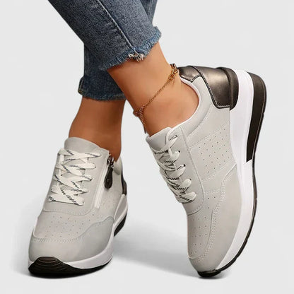 Sophie - Casual Women's Orthopedic Trainers with Side Zip and Two-Tone Design