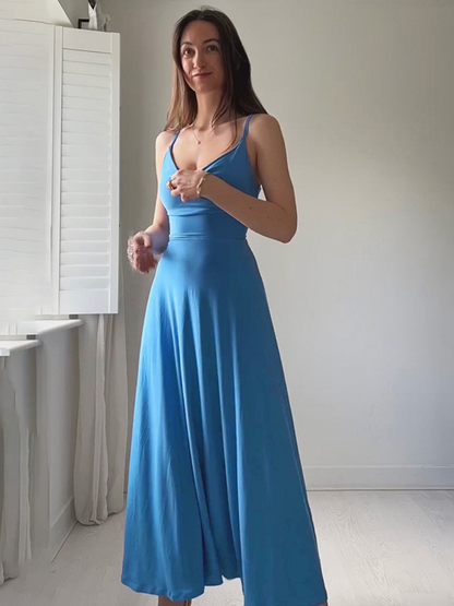 Sophie - Elegant Women's Wedding Guest Maxi Dress with Cowl Neck and Thin Straps