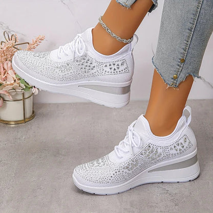 Vera - Glam Women's Orthopedic Trainers with Rhinestone Detail and Cushioned Sole