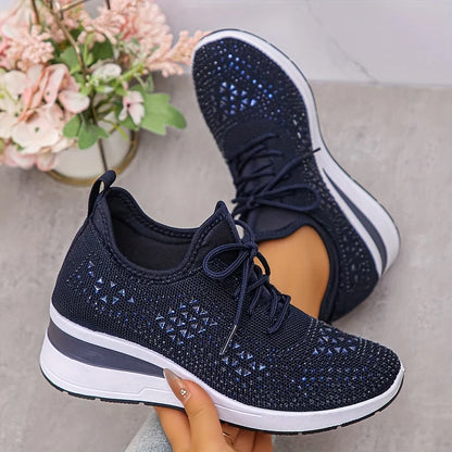 Vera - Glam Women's Orthopedic Trainers with Rhinestone Detail and Cushioned Sole
