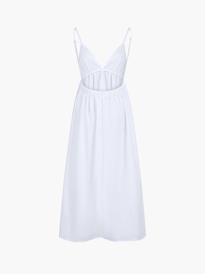 Willow - Casual Women's Maxi Dress with V Neck and Cut Out Waist Detail