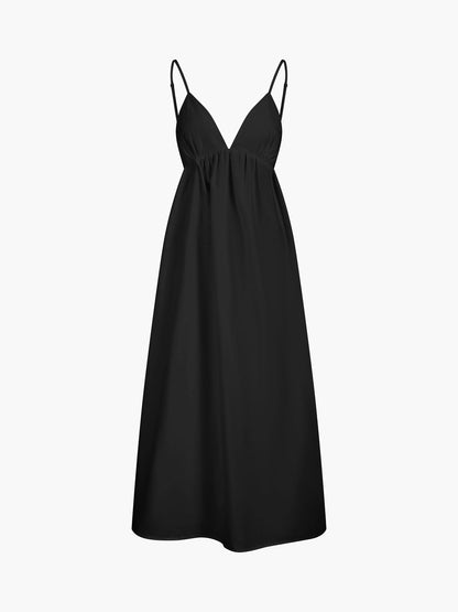 Willow - Casual Women's Maxi Dress with V Neck and Cut Out Waist Detail