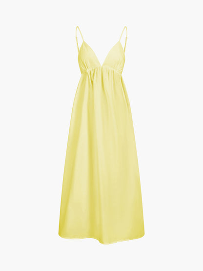 Willow - Casual Women's Maxi Dress with V Neck and Cut Out Waist Detail